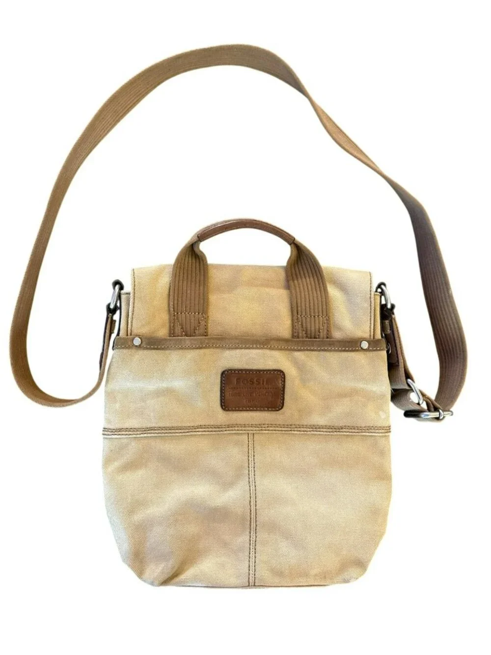 Fossil Long Live Vintage 1954 Collection Leather Trim Canvas Messenger Bag